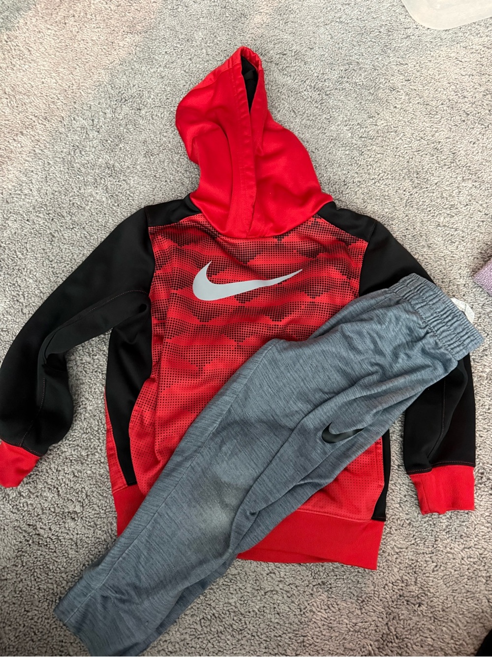 Nike Red & Black Hoodie with Gray Nike Joggers
